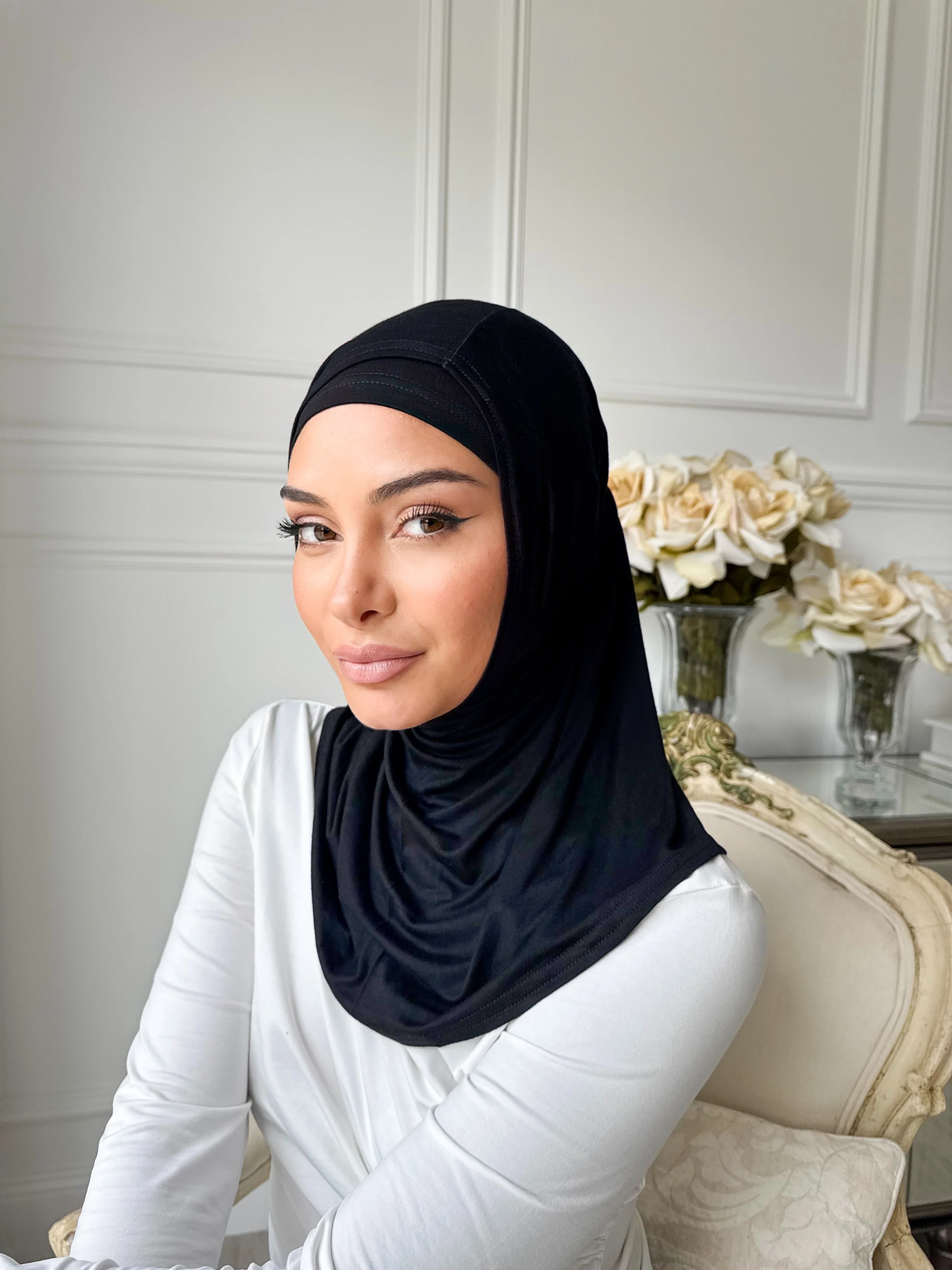 Black Slip On Hijab - Image 2