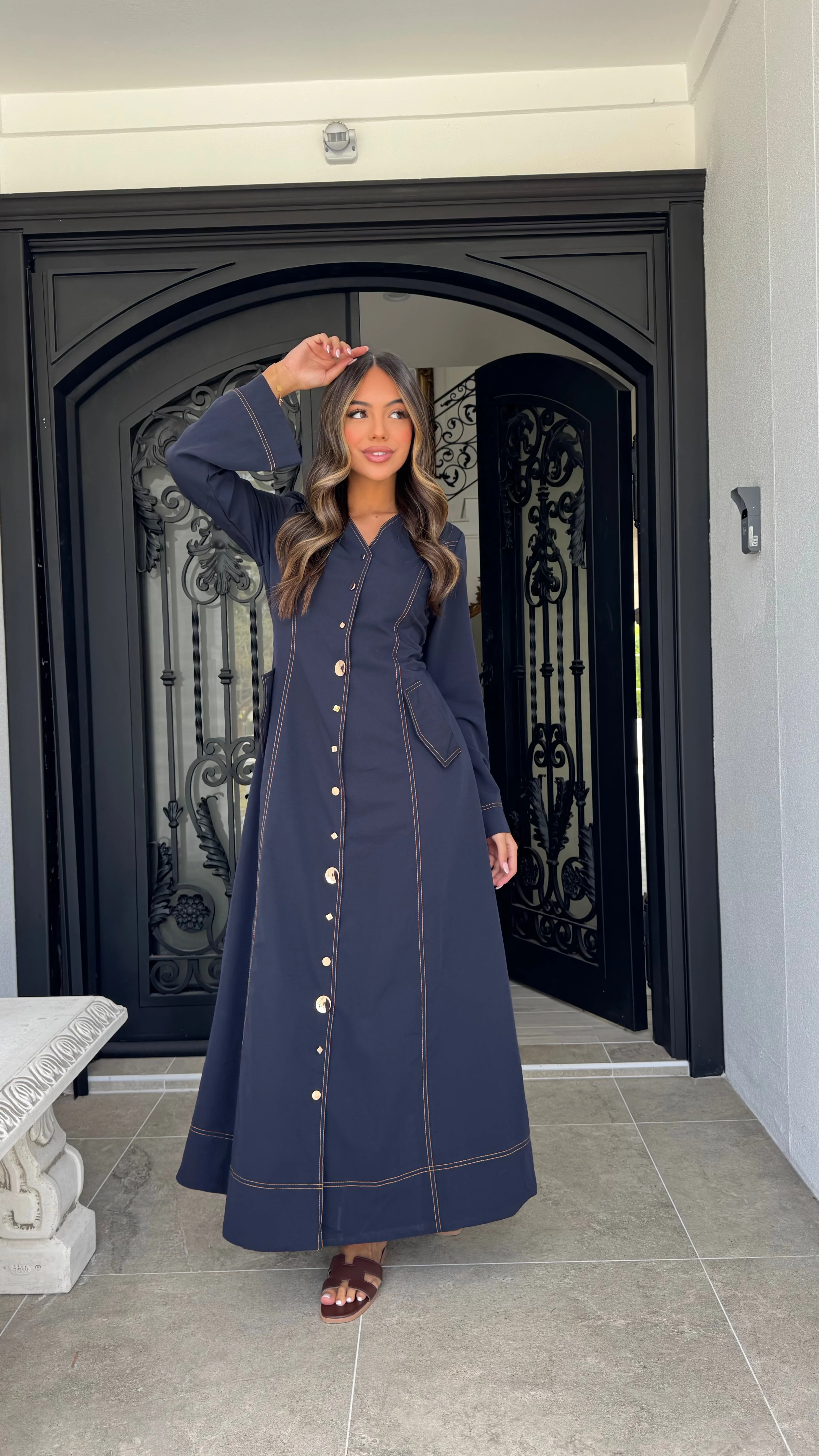 Gold button Denim maxi - Image 2