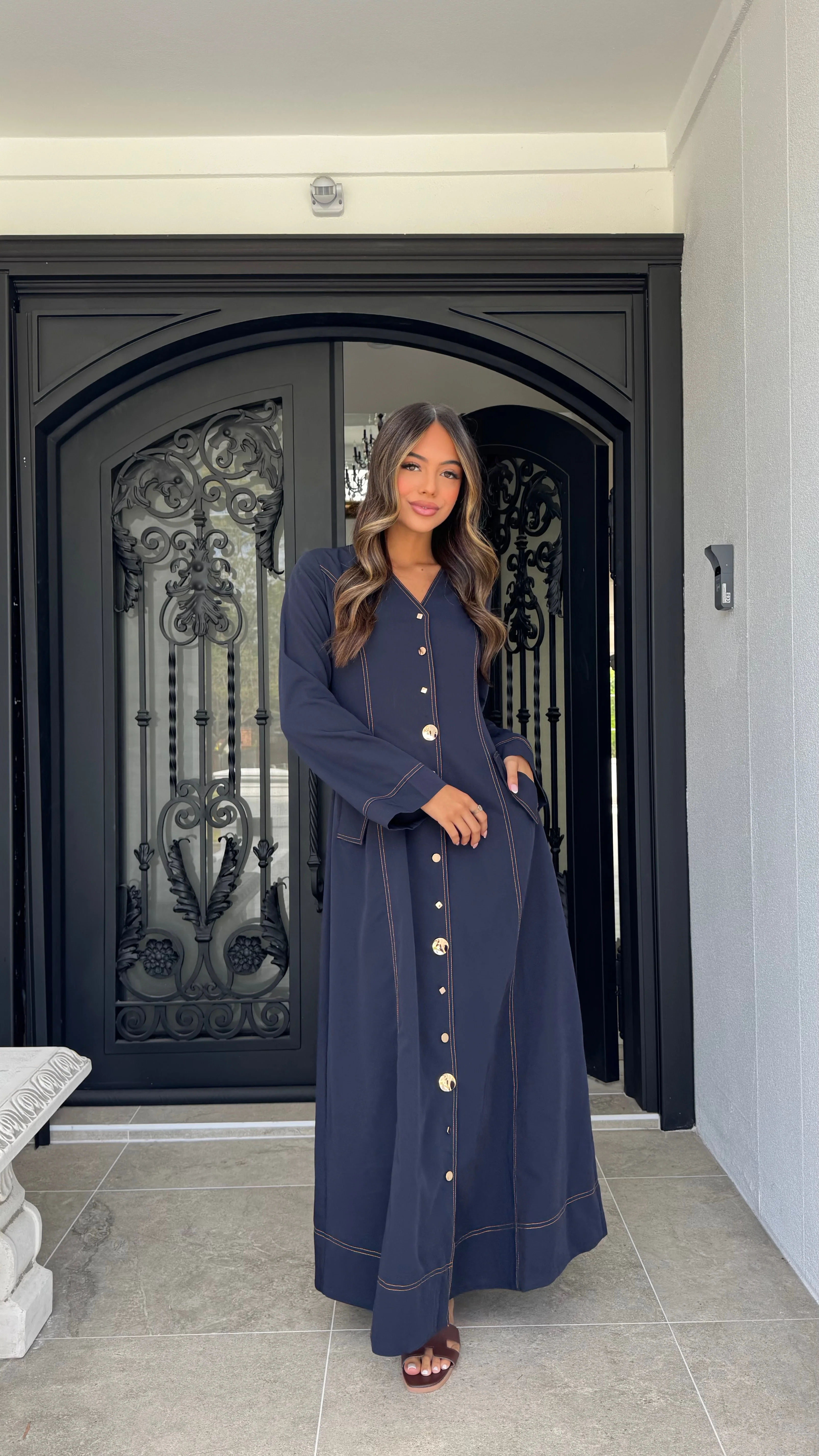 Gold button Denim maxi - Image 3