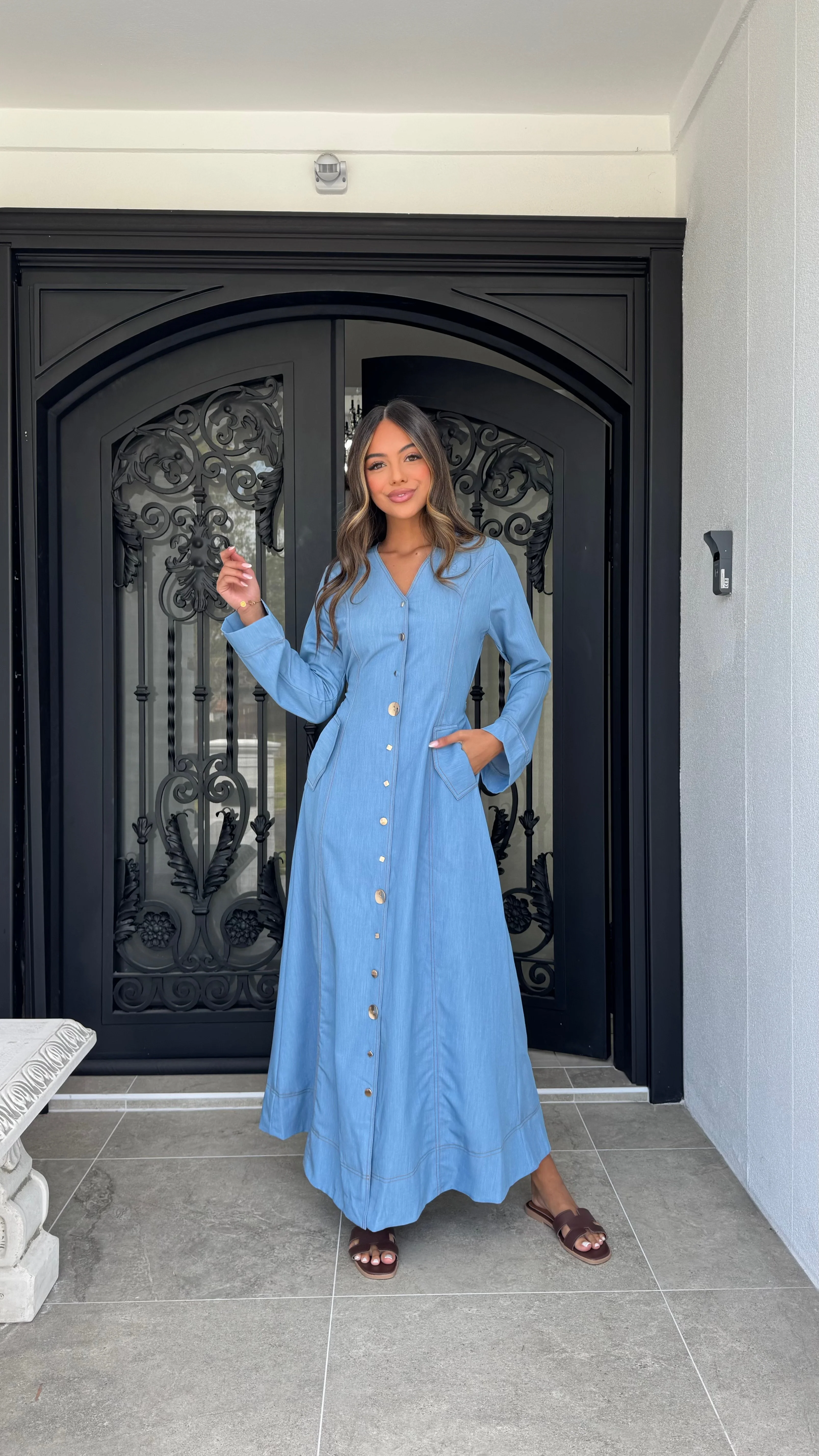 Gold button Denim maxi - Image 7