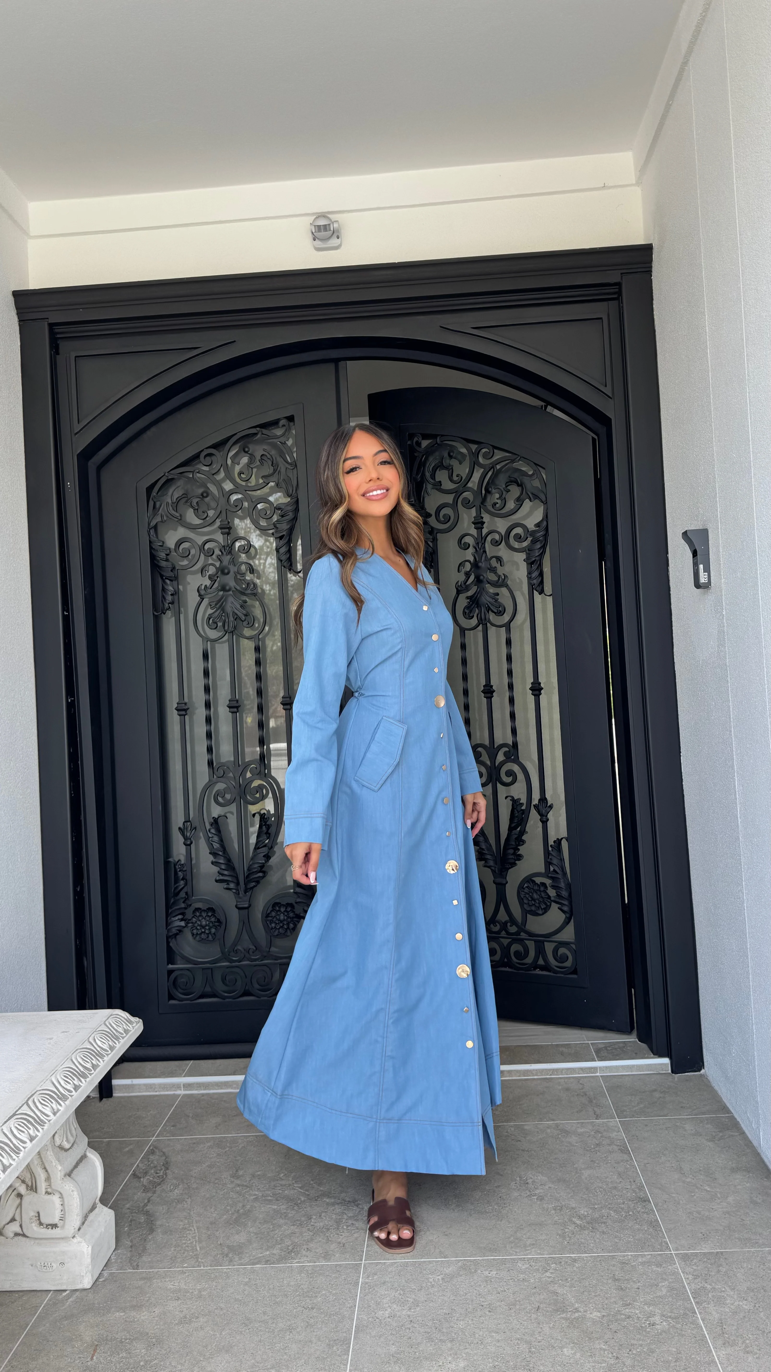 Gold button Denim maxi - Image 9