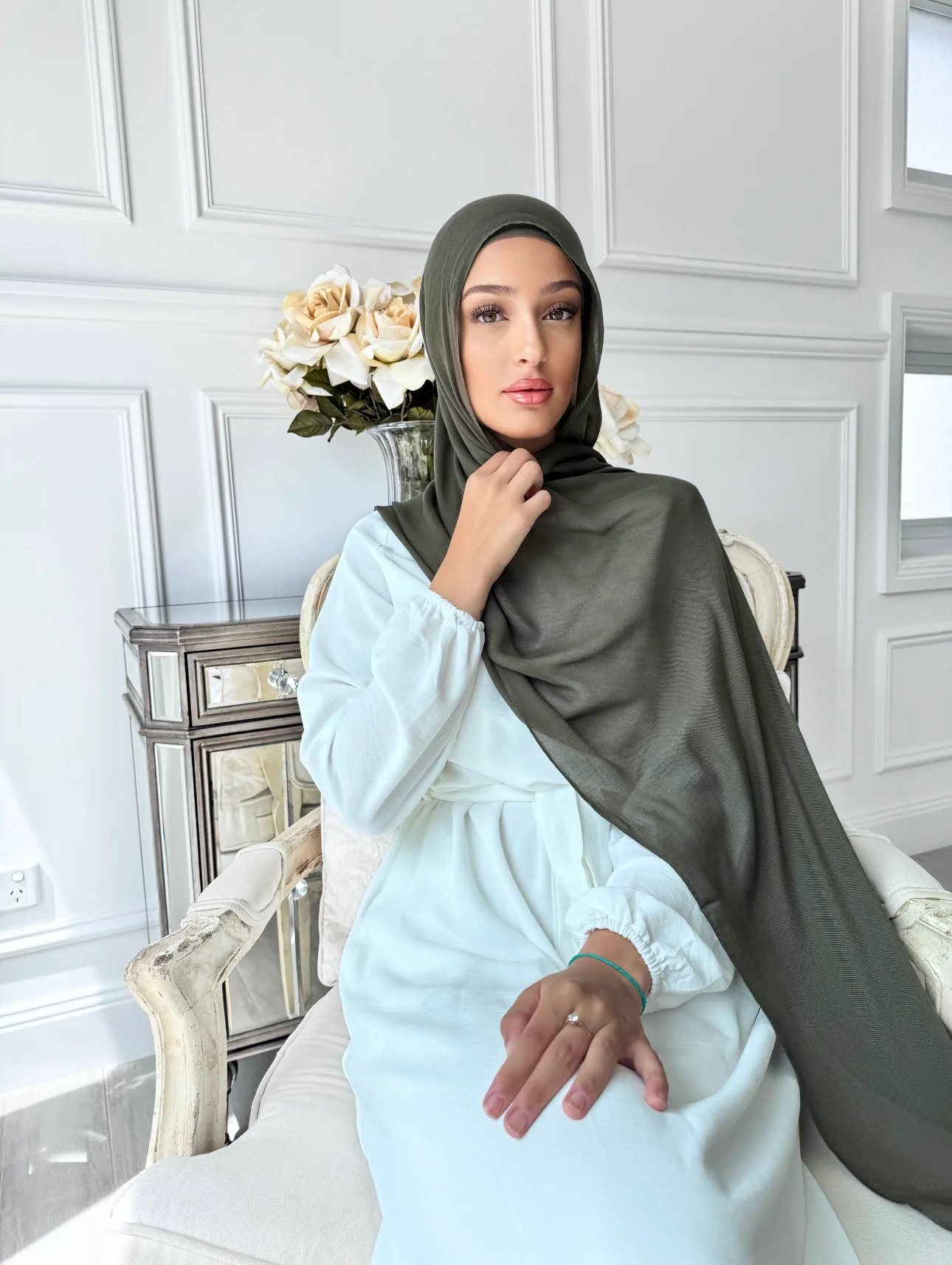 Khaki modal scarf