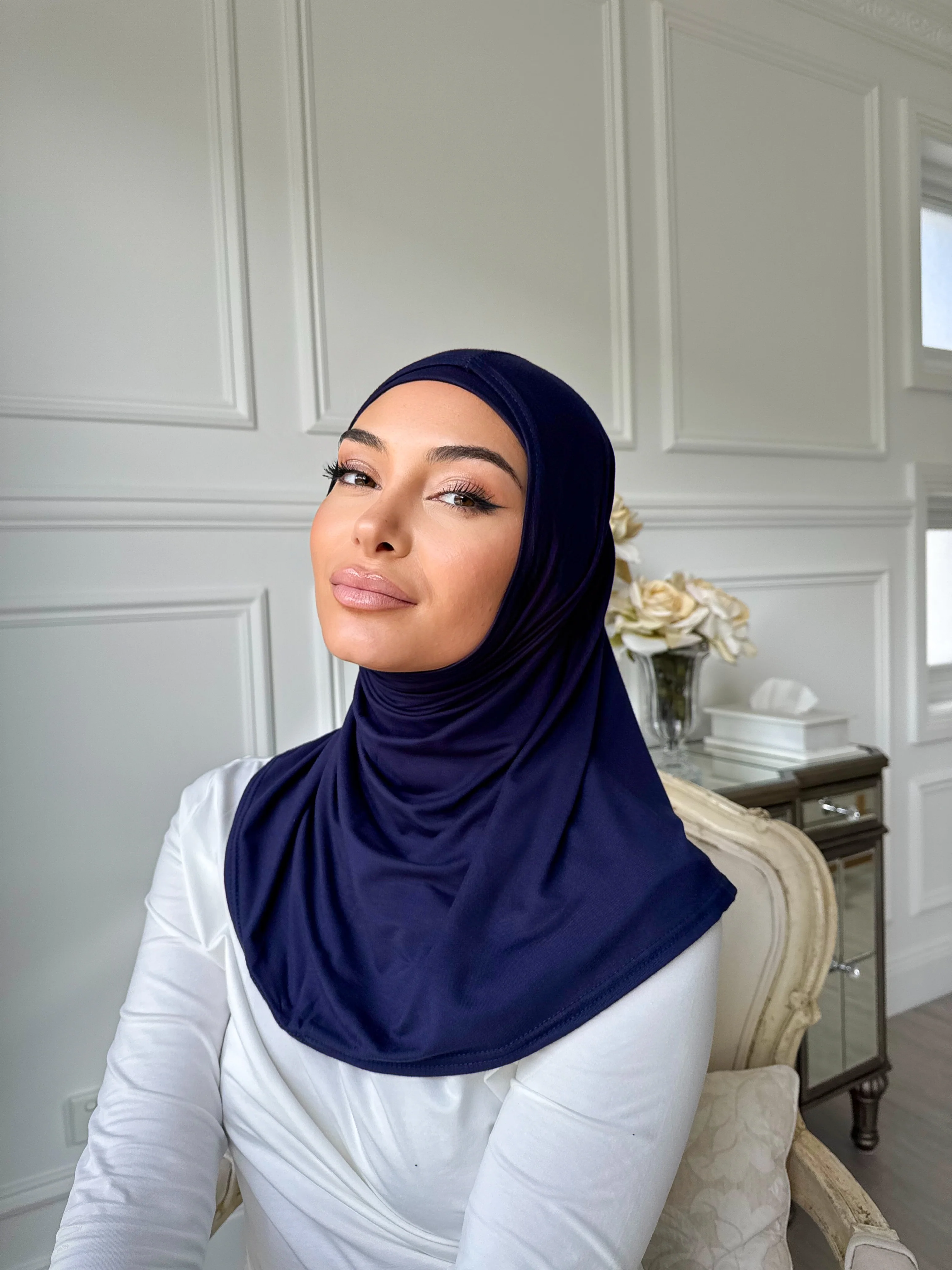 Navy Slip On Hijab - Image 2