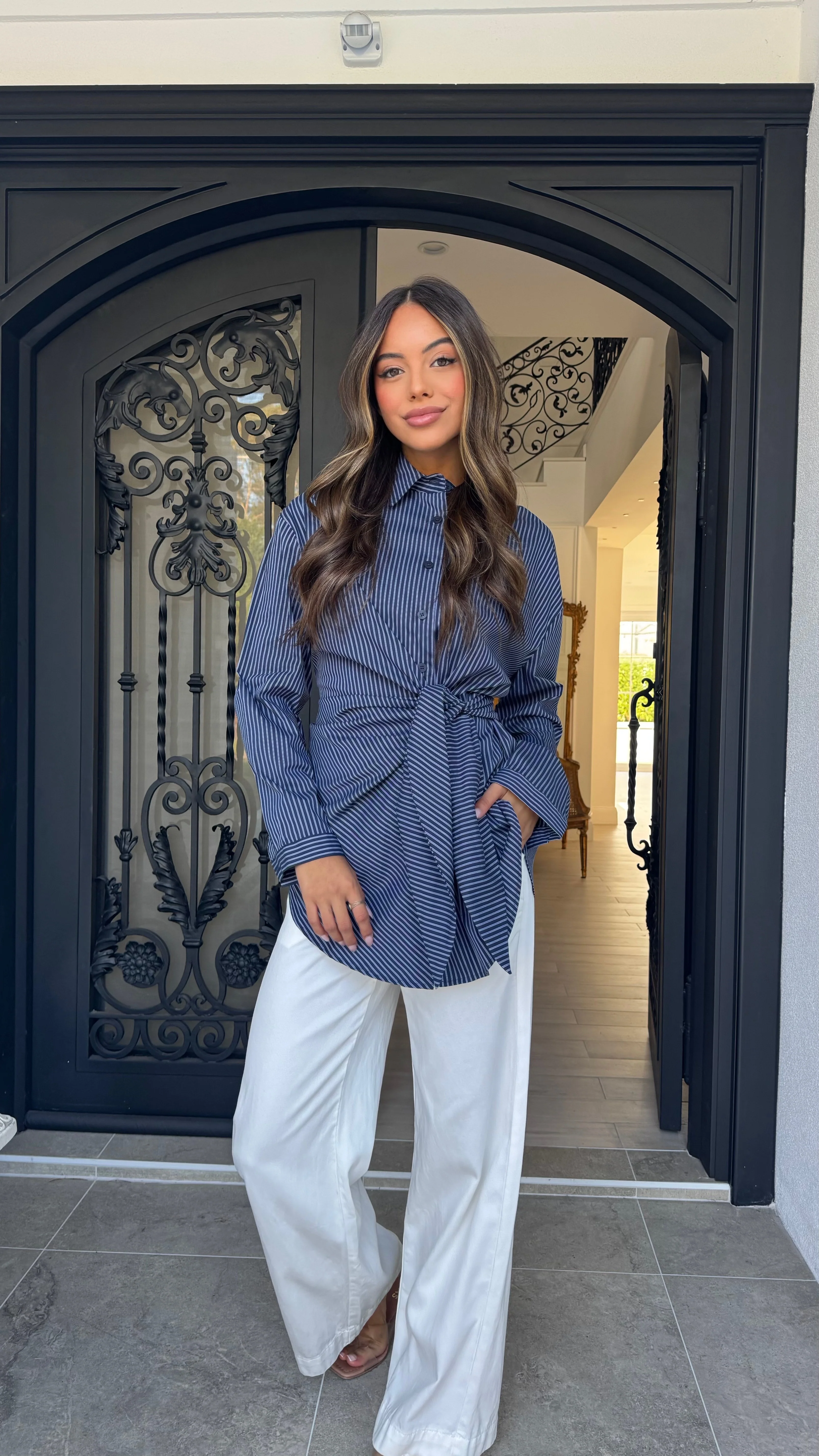 Stripe tie shirt