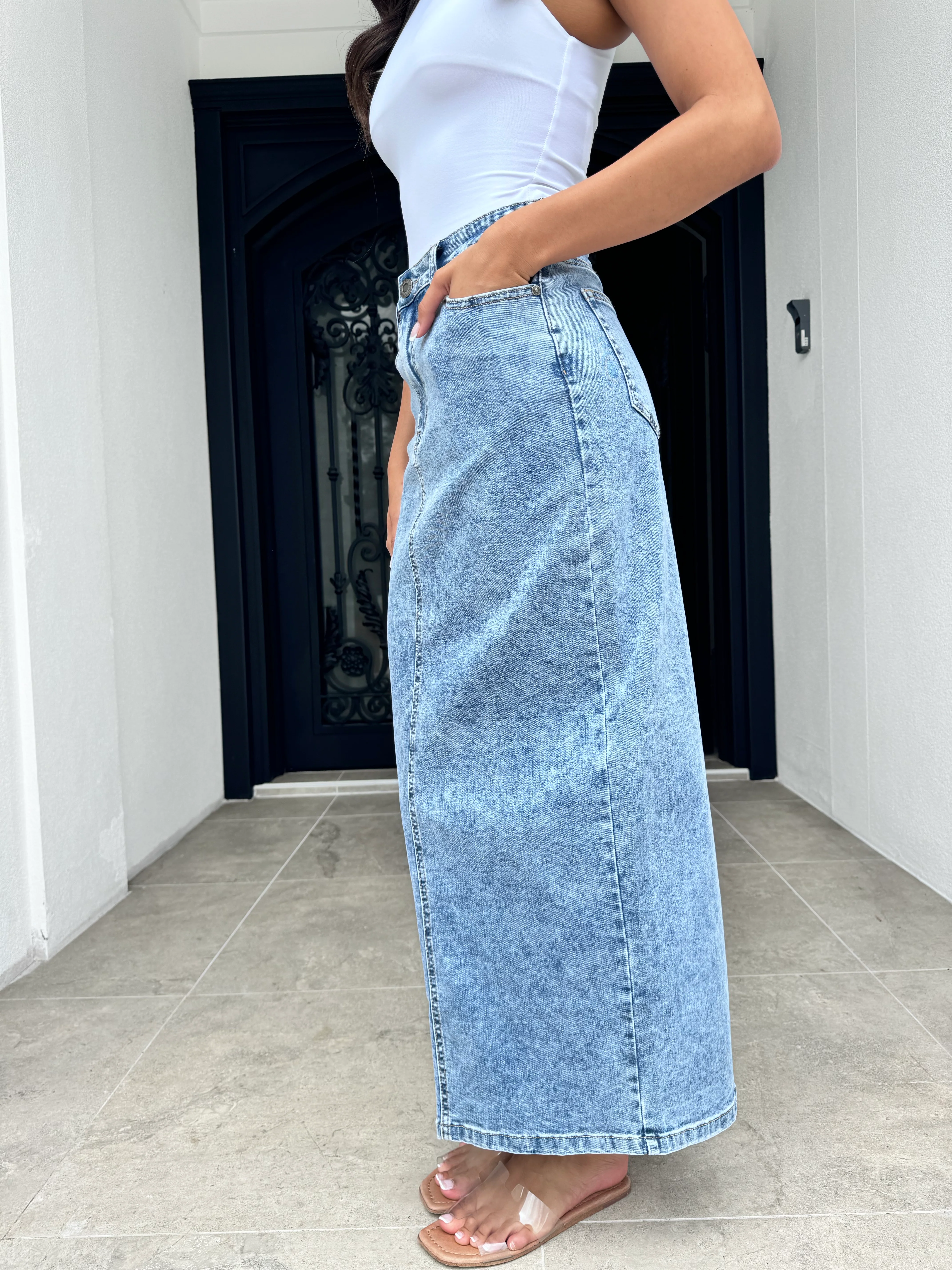 Washed denim skirt - Image 5